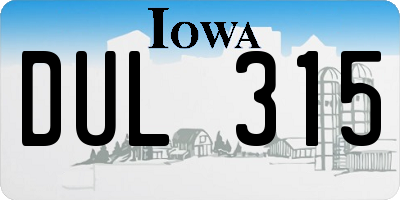 IA license plate DUL315