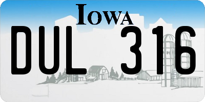 IA license plate DUL316