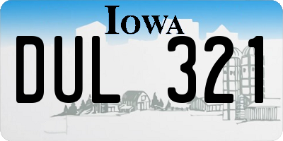 IA license plate DUL321