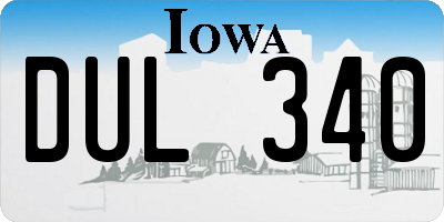 IA license plate DUL340