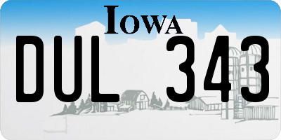 IA license plate DUL343