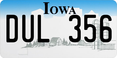 IA license plate DUL356