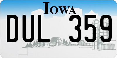 IA license plate DUL359