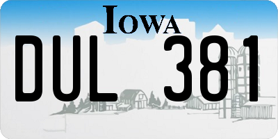IA license plate DUL381