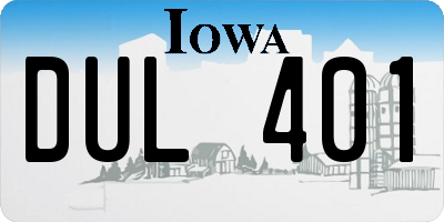 IA license plate DUL401