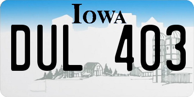 IA license plate DUL403