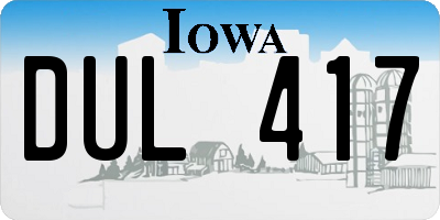 IA license plate DUL417