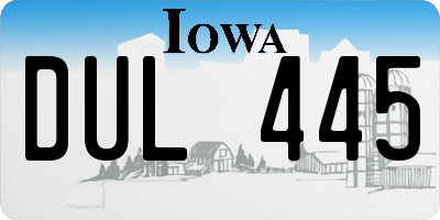 IA license plate DUL445