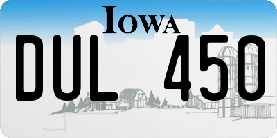 IA license plate DUL450