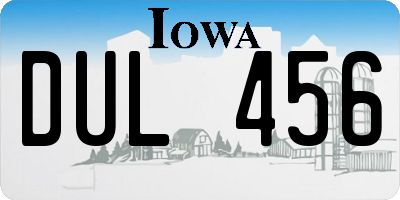 IA license plate DUL456