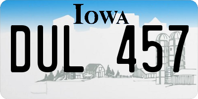 IA license plate DUL457