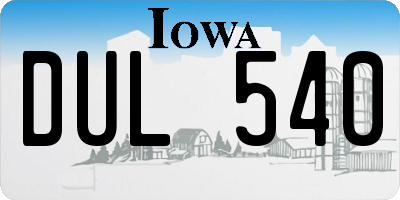 IA license plate DUL540