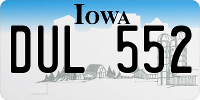 IA license plate DUL552
