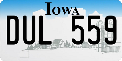IA license plate DUL559