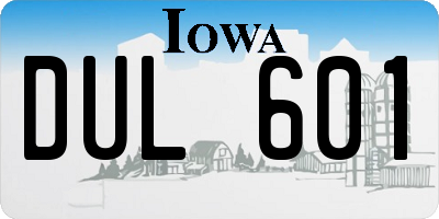 IA license plate DUL601