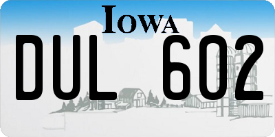 IA license plate DUL602
