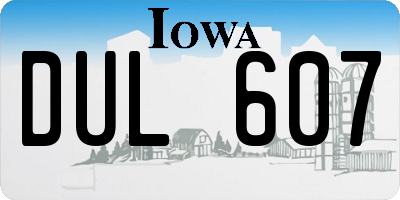 IA license plate DUL607