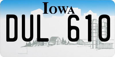IA license plate DUL610