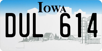 IA license plate DUL614