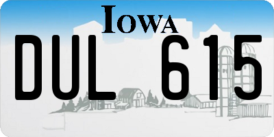 IA license plate DUL615
