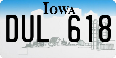 IA license plate DUL618