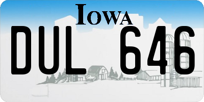 IA license plate DUL646
