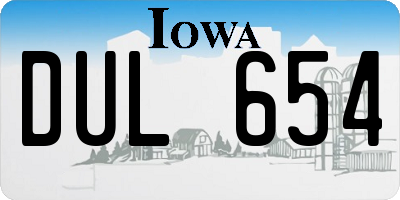 IA license plate DUL654