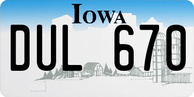 IA license plate DUL670