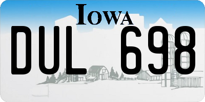 IA license plate DUL698