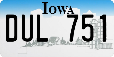 IA license plate DUL751