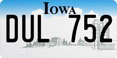 IA license plate DUL752