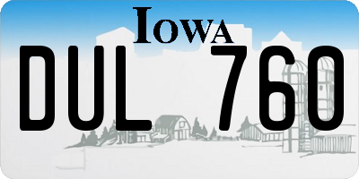 IA license plate DUL760