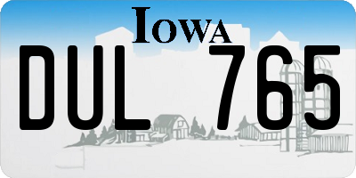 IA license plate DUL765