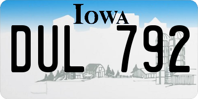 IA license plate DUL792