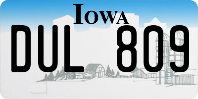 IA license plate DUL809