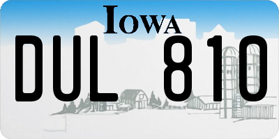 IA license plate DUL810