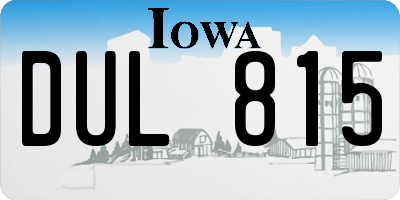 IA license plate DUL815