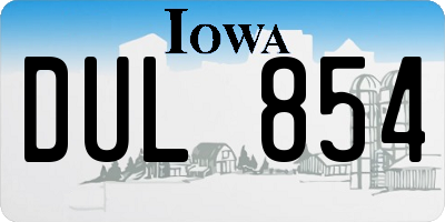IA license plate DUL854