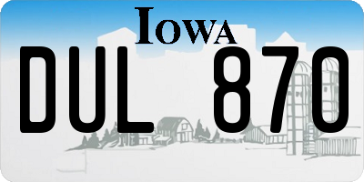 IA license plate DUL870
