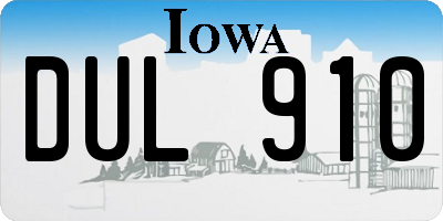 IA license plate DUL910
