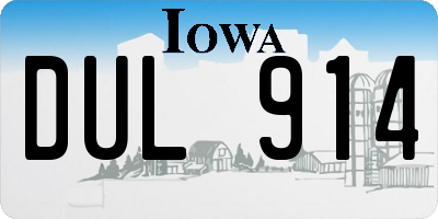 IA license plate DUL914