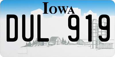 IA license plate DUL919