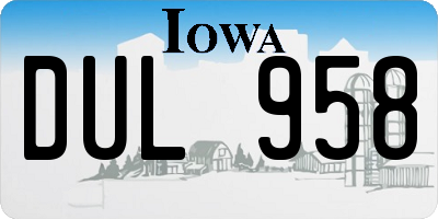 IA license plate DUL958