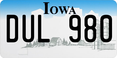 IA license plate DUL980
