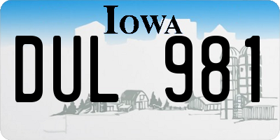 IA license plate DUL981