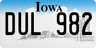 IA license plate DUL982