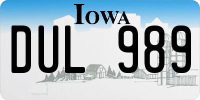 IA license plate DUL989