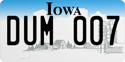 IA license plate DUM007