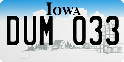 IA license plate DUM033