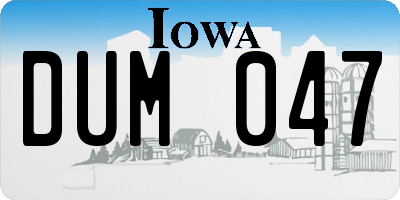 IA license plate DUM047